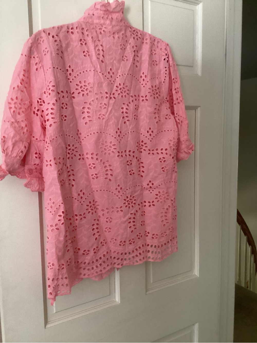 Source Unknown Pink Eyelet Ruffle Button-Front Tunic - Picture 3 of 5